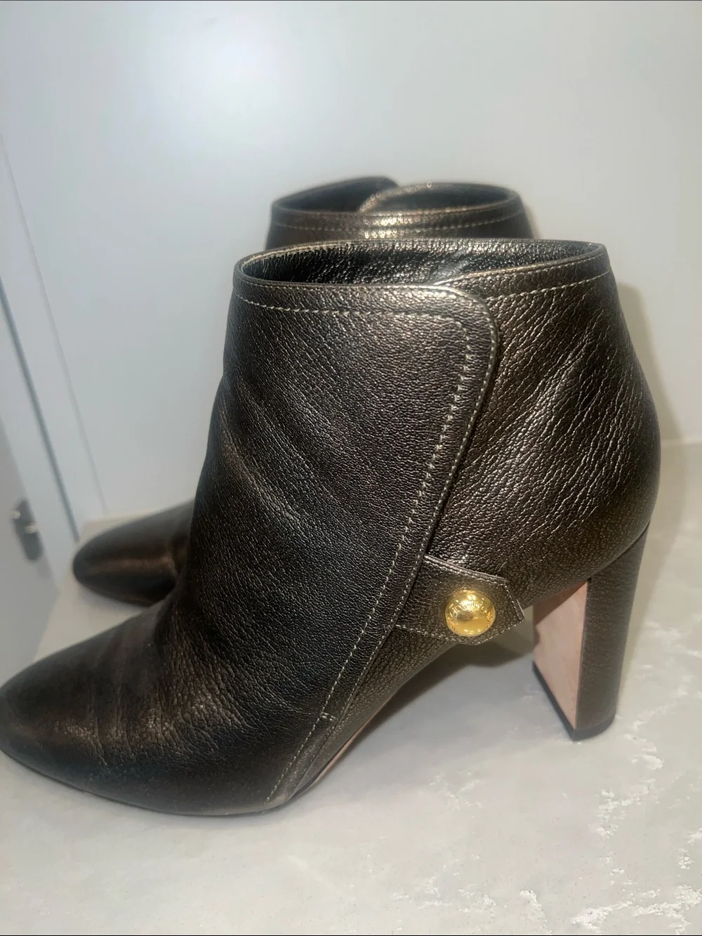 JIMMY CHOO Bronze Metallic Leather Ankle Bootie-GREAT CONDITION